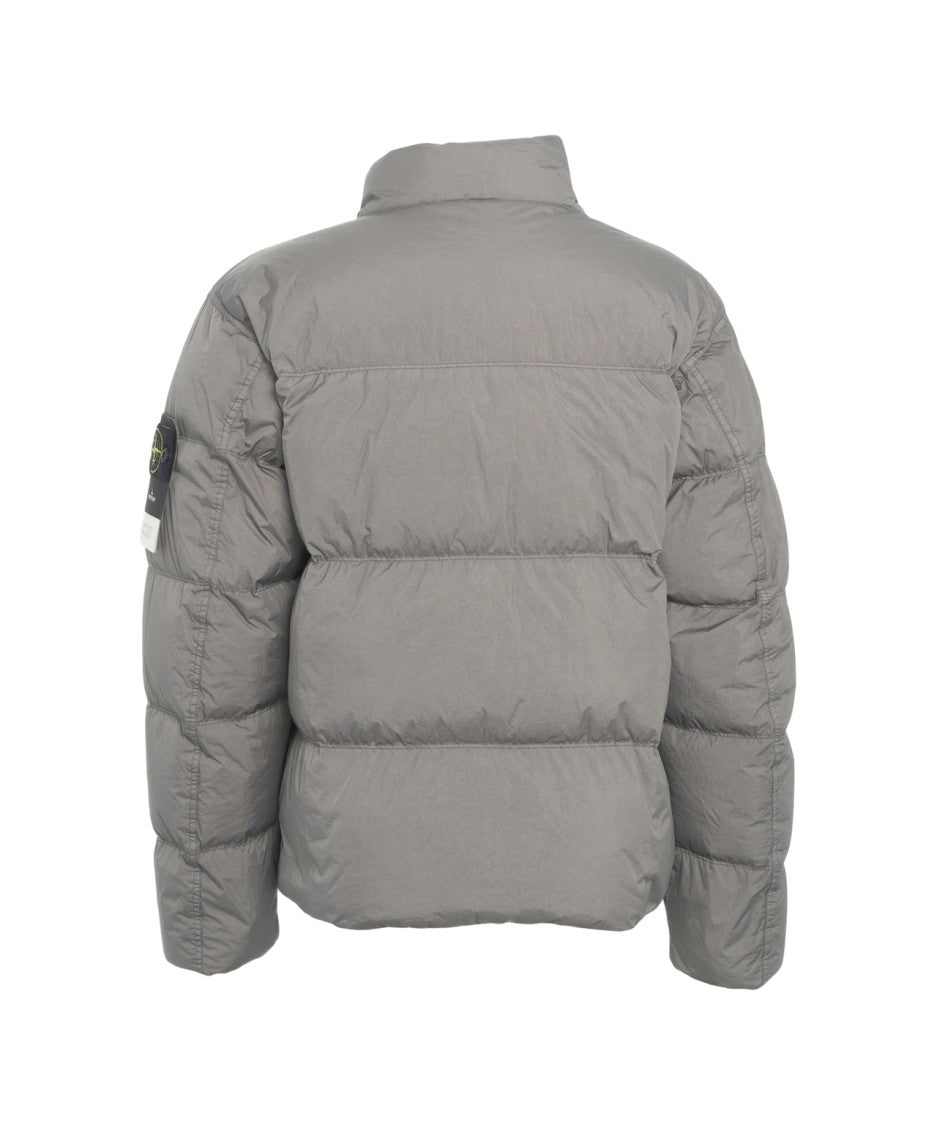 Stone Island Quilted Down Jacket With High Collar