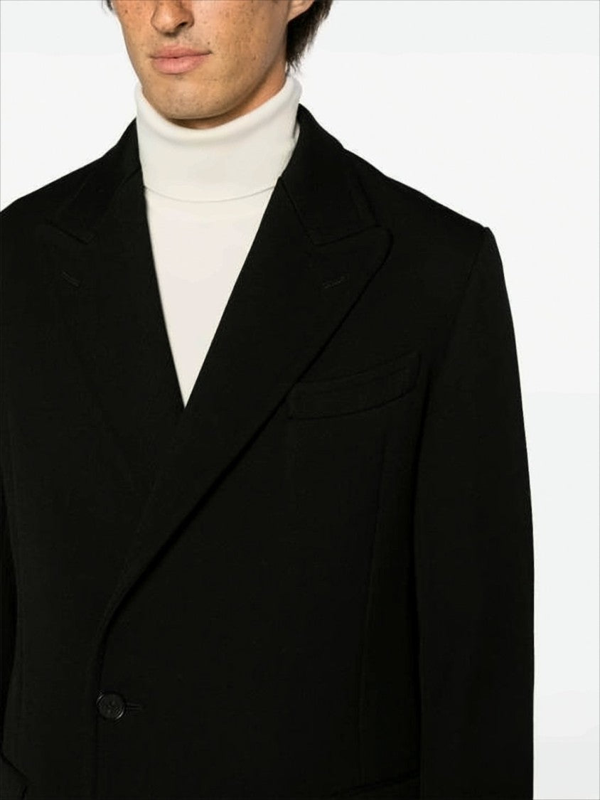 Auralee Tailored Double-Breasted Long Coat With Notched Lapel