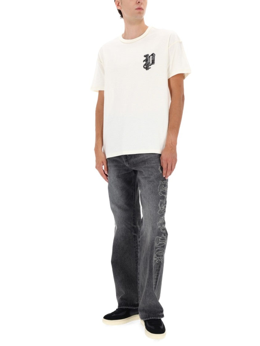 Purple Brand Straight-Leg Black Jeans With Gothic Lettering Detail