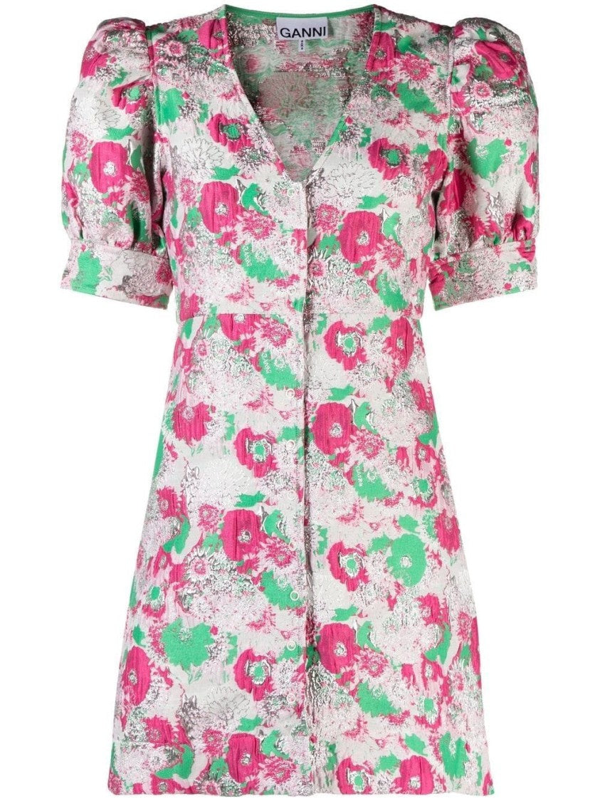 Ganni 3D Jacquard Button Down Dress