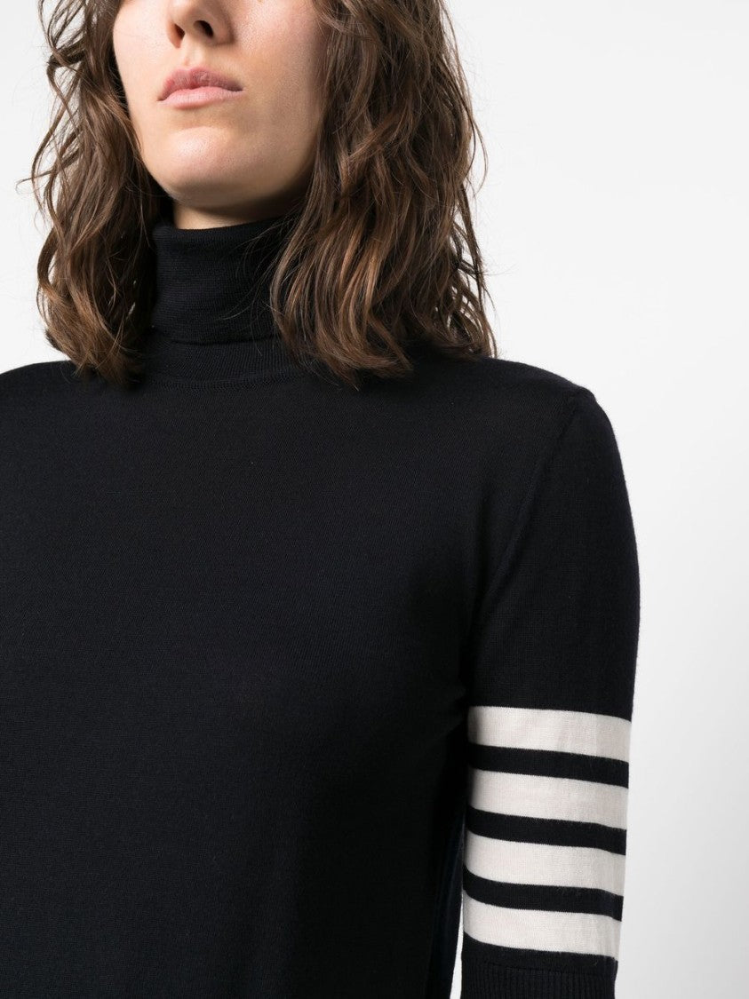 Thom Browne Fine Merino Wool Short-Sleeve Turtleneck Sweater