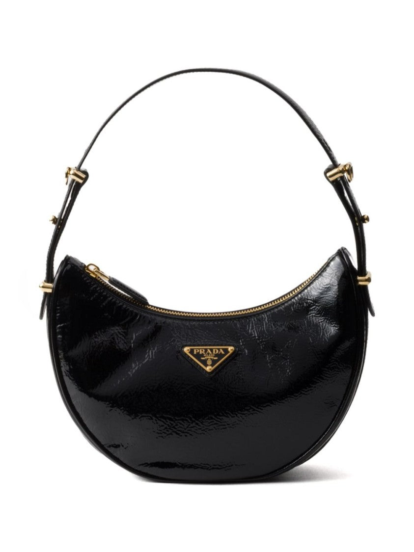 Prada Crescent Shape Black Bag With Gold-Tone Hardware