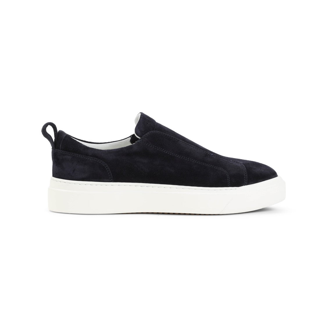 Kiton Blue Suede Slip-On Sneakers With White Sole