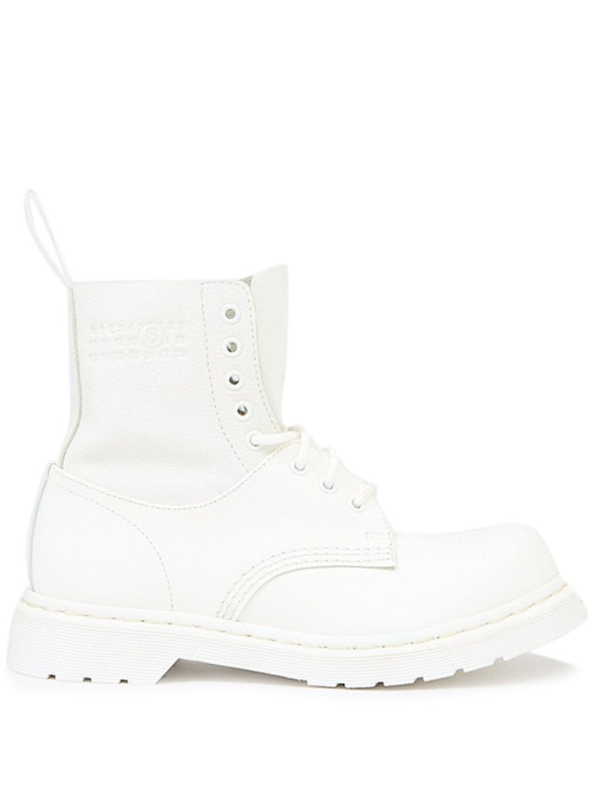 Mm6 By Maison Margiela Leather Ankle Boots With Lace-Up Design