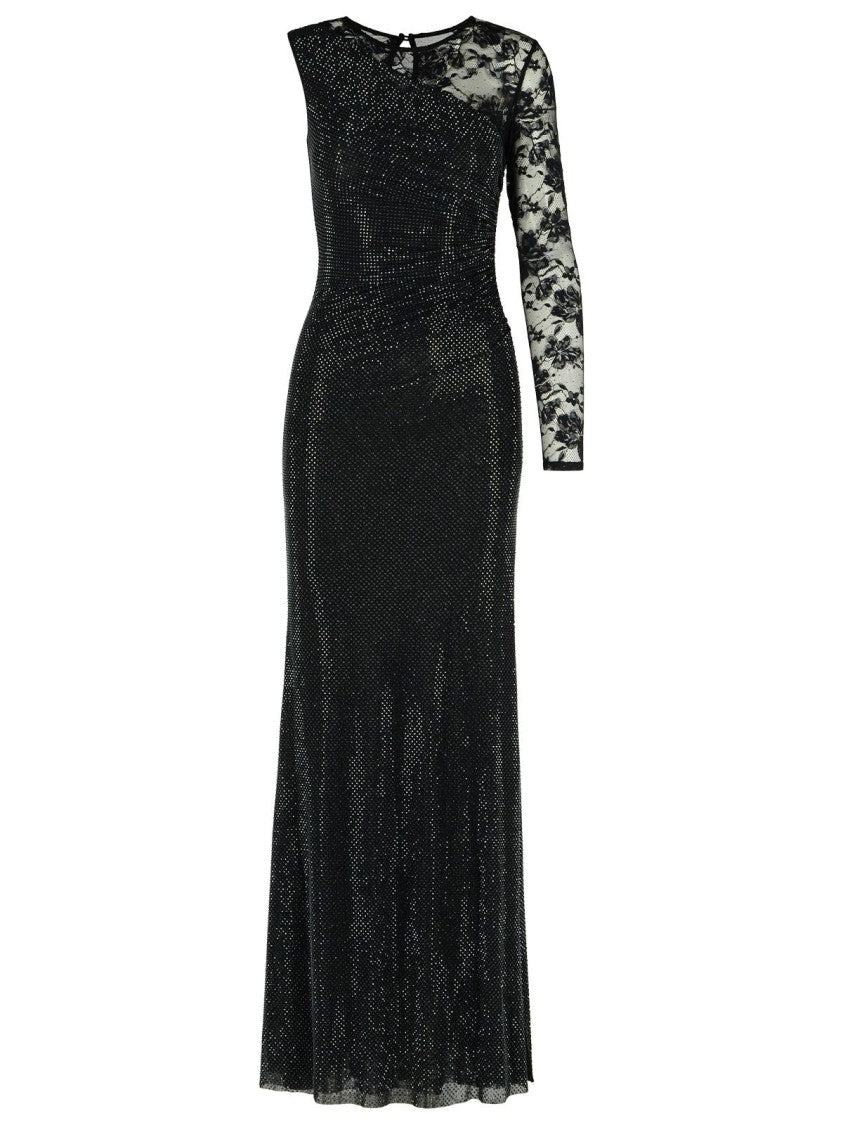 Self-Portrait Rhinestone' Black Polyester Dress