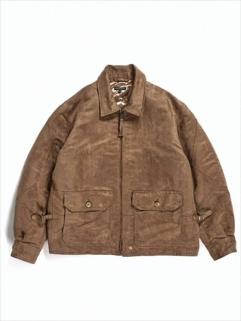 Engineered Garments Suede-Like Brown Casual Jacket With Flap Pockets