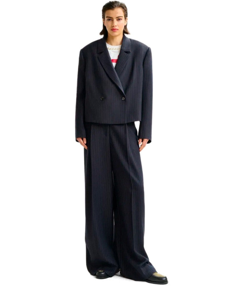 Essentiel Antwerp Itzle Navy Blue Cropped Blazer