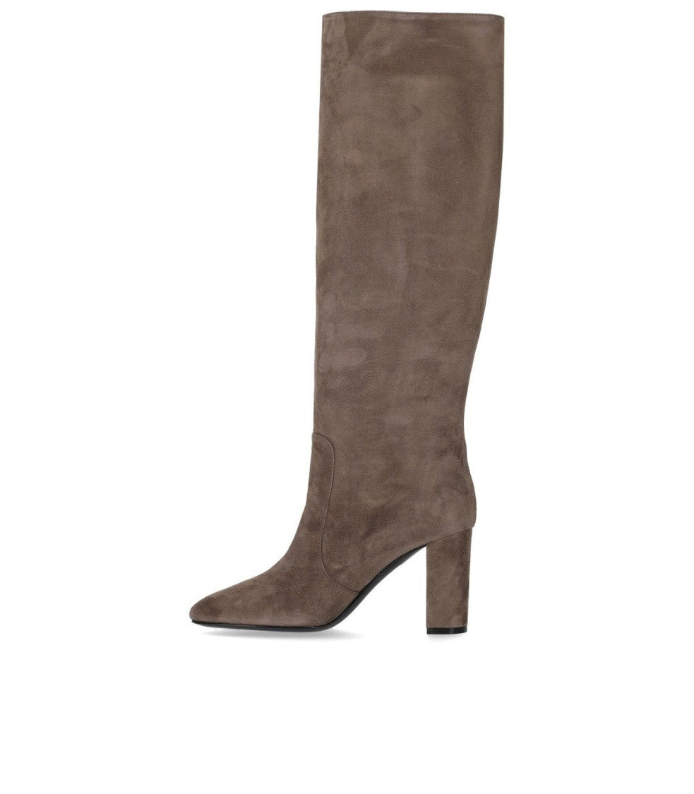 Via Roma 15 Grey Suede Heeled High Boot