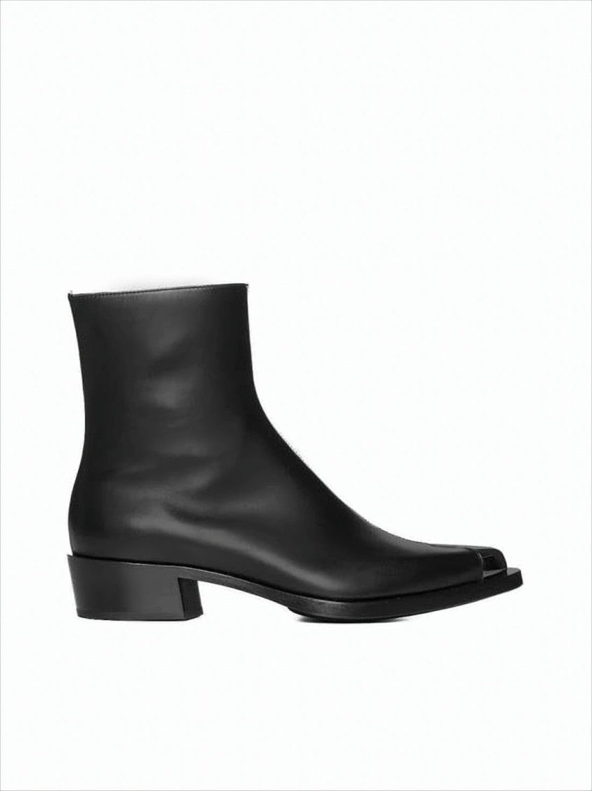 Alexander Mcqueen Minimalist Black Calf Leather Ankle Boots
