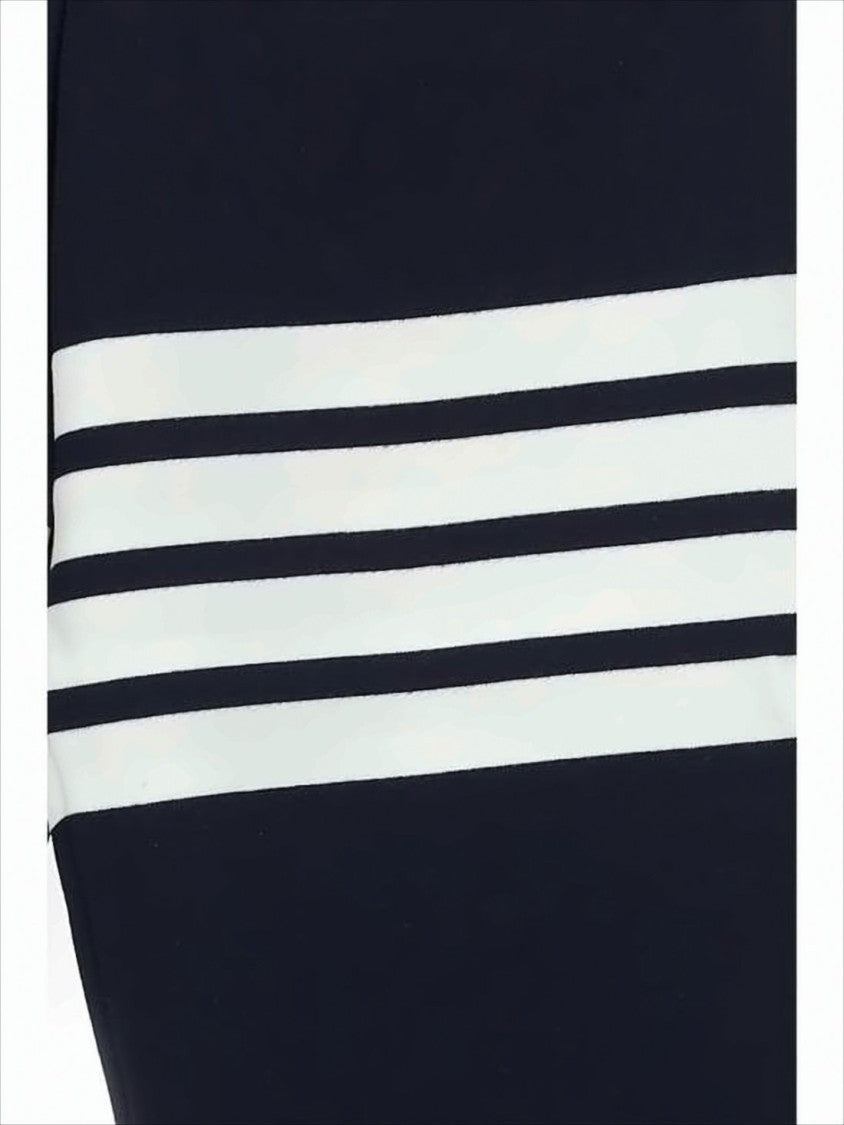 Thom Browne Tapered Black Jogger Pants With Ribbed Cuffs