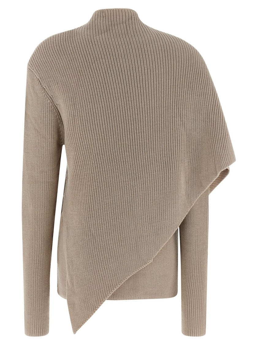 Entire Studios Ribbed Knit 'Wrap' Sweater With Scarf Detail