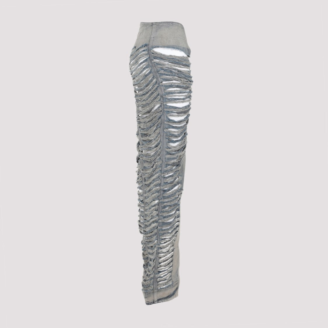Rick Owens Hustler Blue Shredded Cotton Edfu Skirt