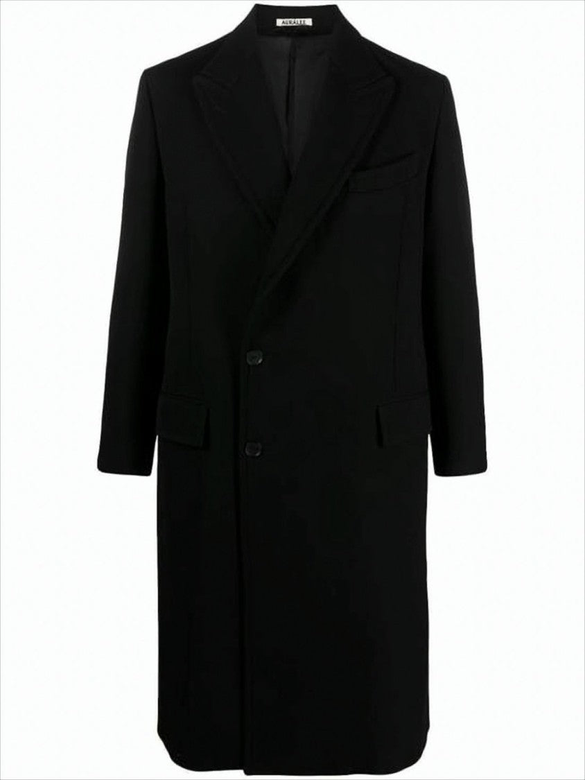Auralee Tailored Double-Breasted Long Coat With Notched Lapel