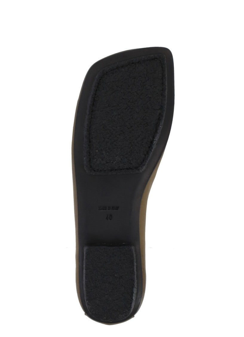 Uma Wang Olive Green Smooth Leather Ballet Shoes