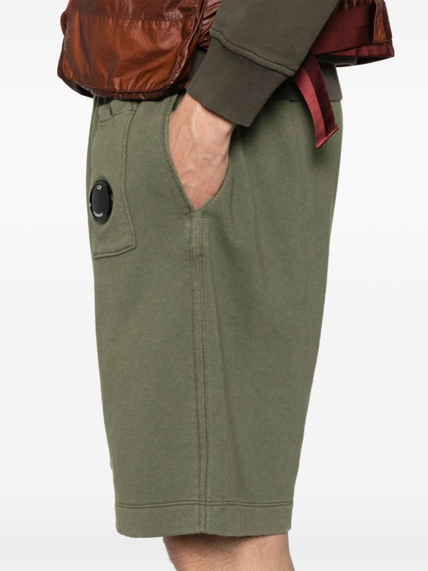 C.P. Company Thyme Green Cotton Shorts With Lens Detail