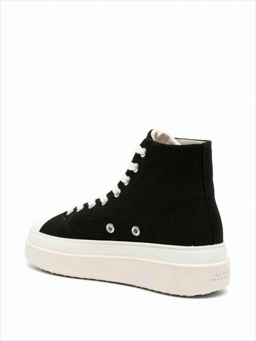 Isabel Marant High-Top Sneakers In Black Cotton Canvas