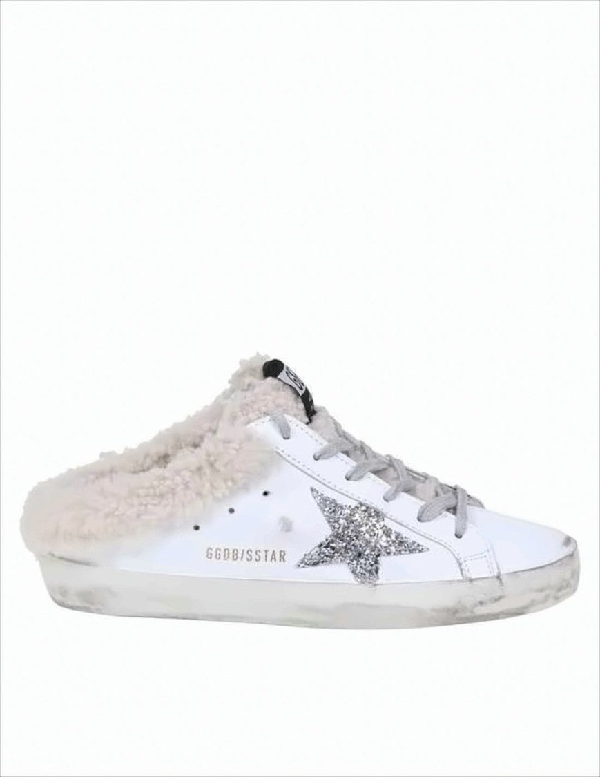 Golden Goose Distressed Slip-On Sneakers With Glitter Star Accents