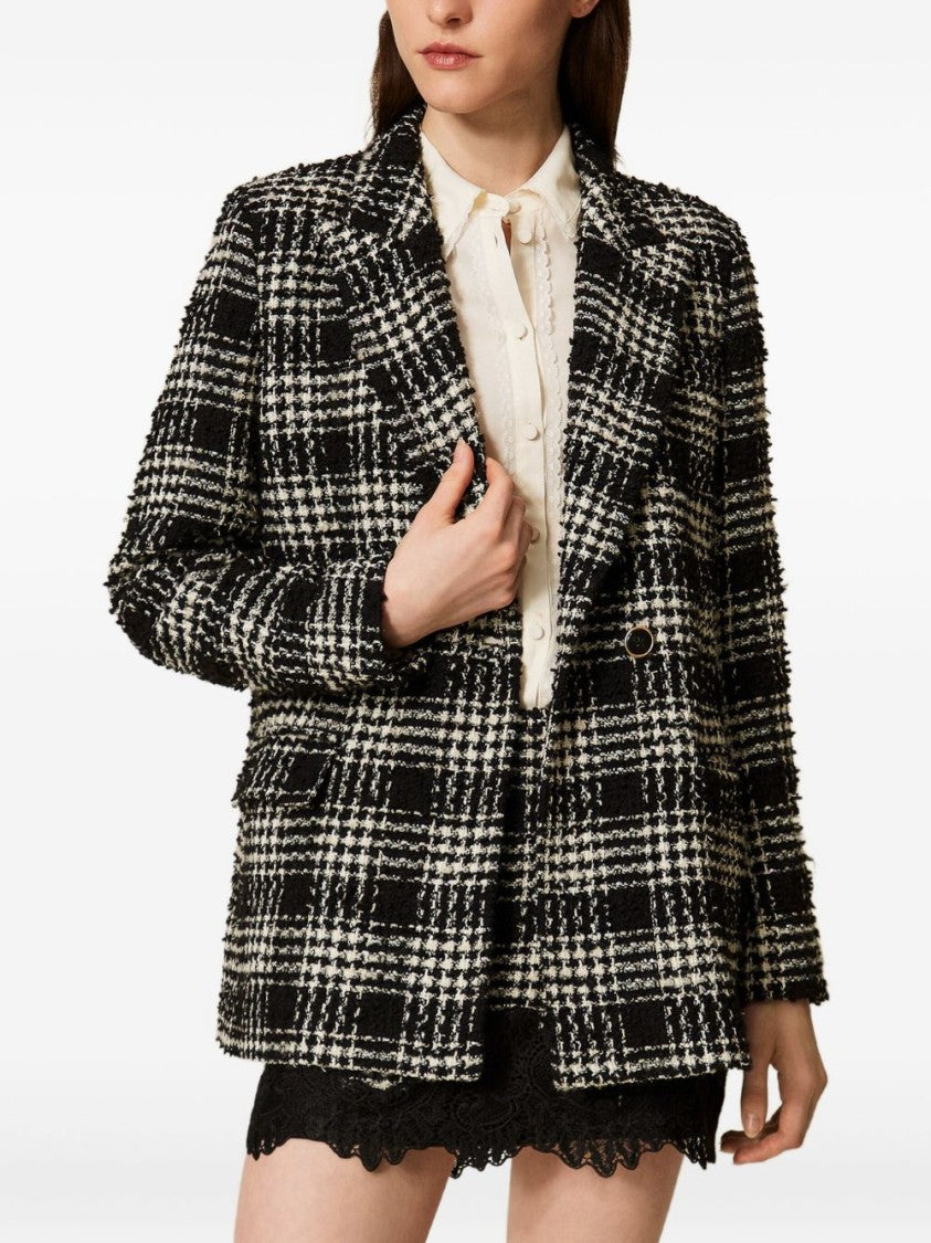 Twin-Set Double-Breasted Checkered Jacket