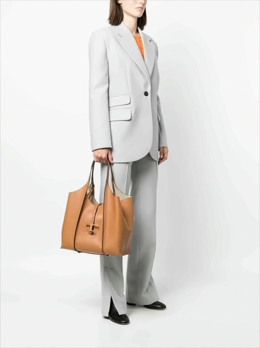 Tod's Structured Smooth Leather Shoulder Bag With T-Shaped Buckle