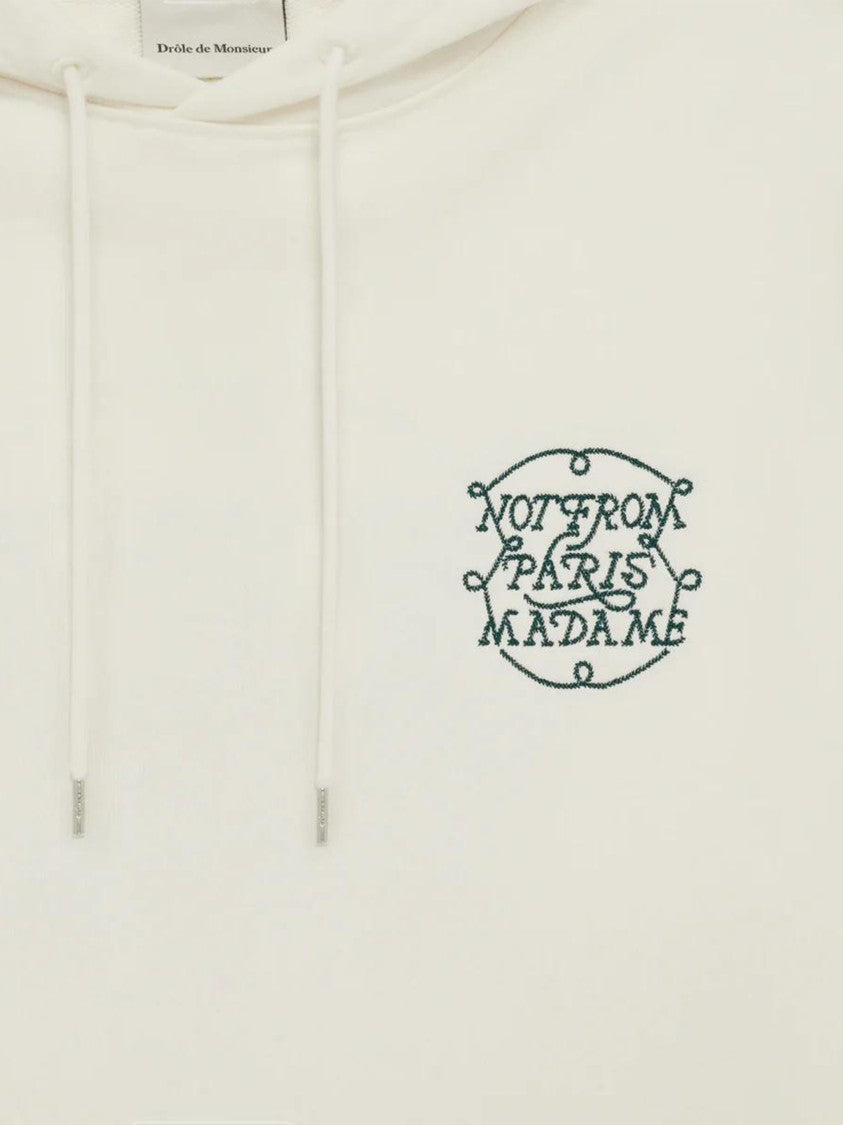 Drôle De Monsieur Cotton Hoodie With Braided Slogan Detail