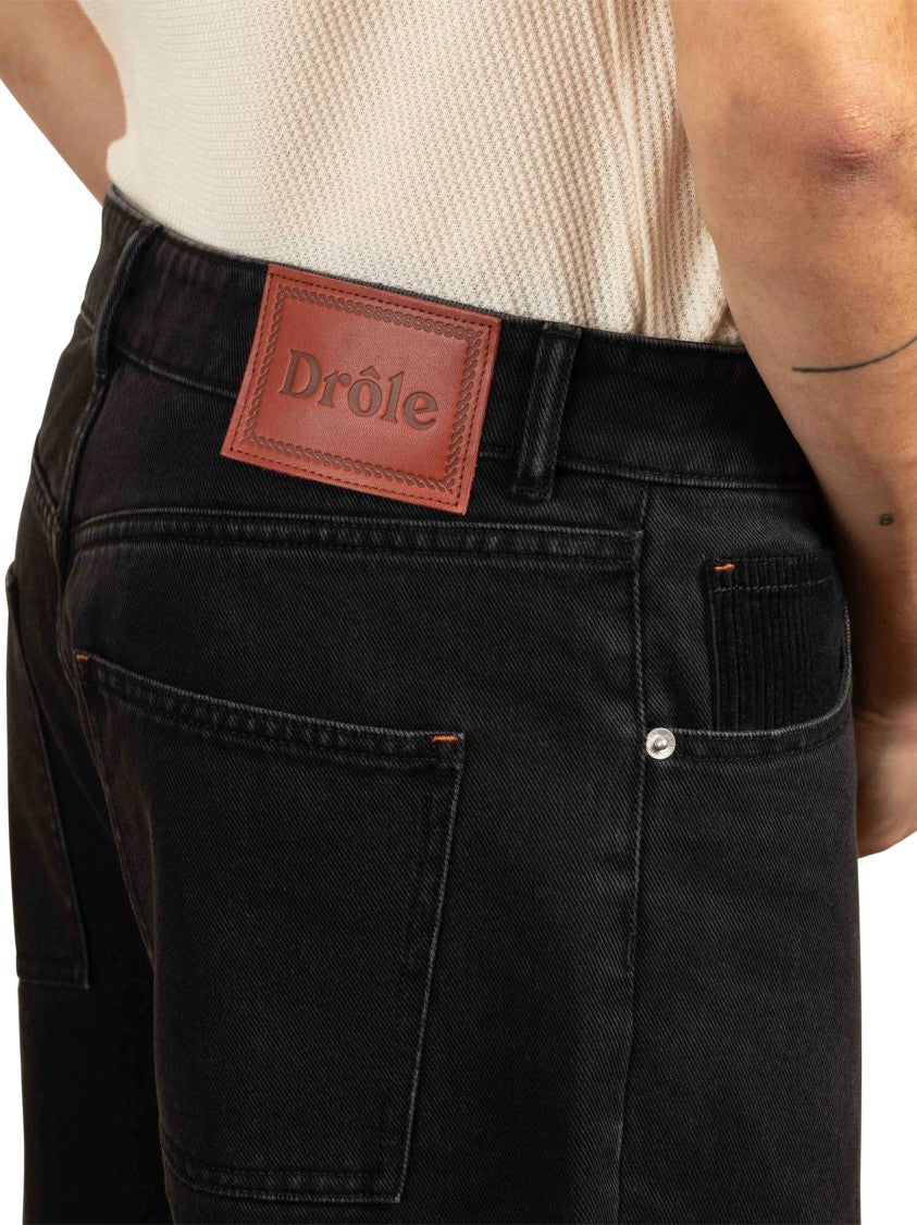 Drôle De Monsieur Straight-Leg Black Denim Jeans With Design
