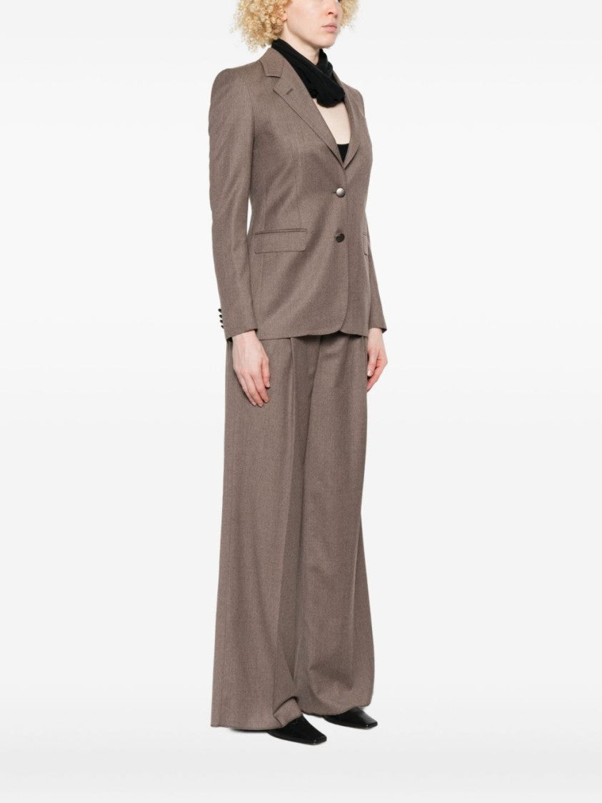 Tagliatore Brown Wool-Silk Blend Tailored Jacket