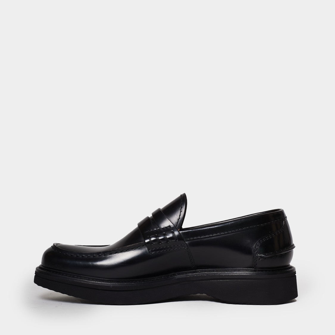 Green George Black Leather Moccasin