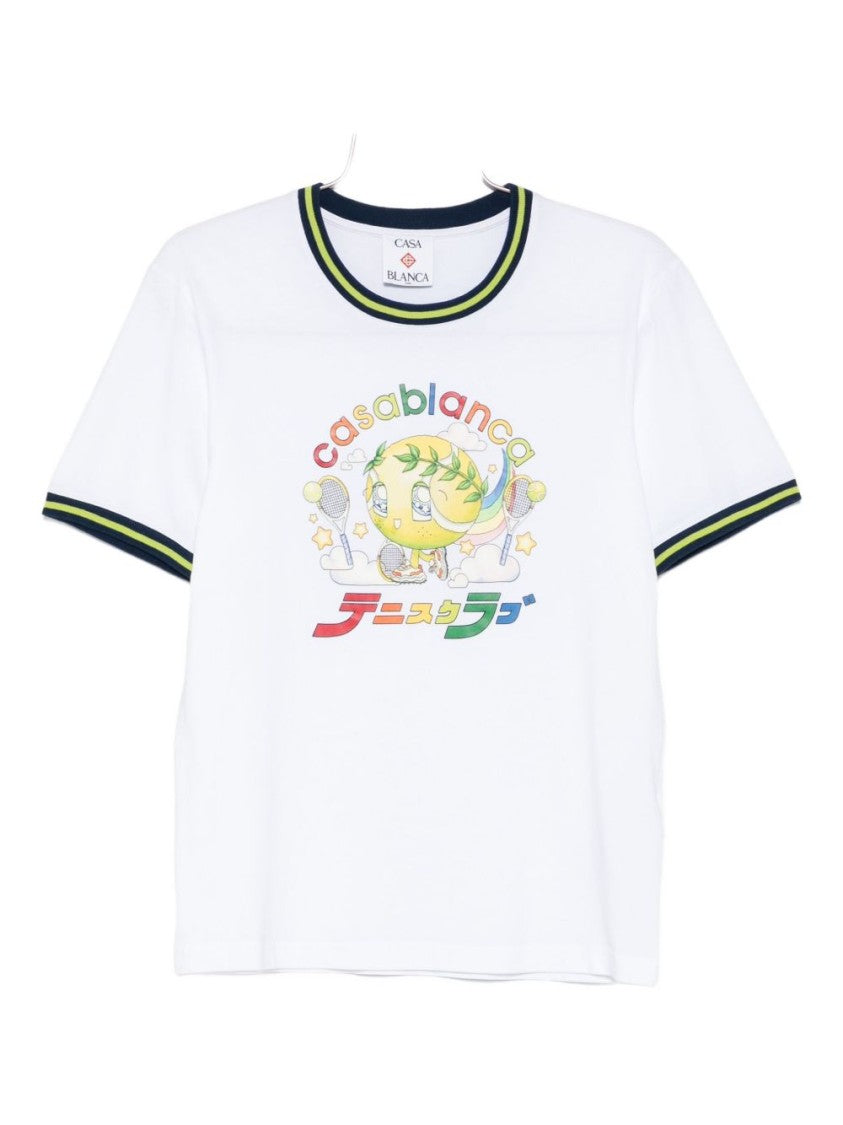 Casablanca Short-Sleeve Graphic T-Shirt With Contrast Trim