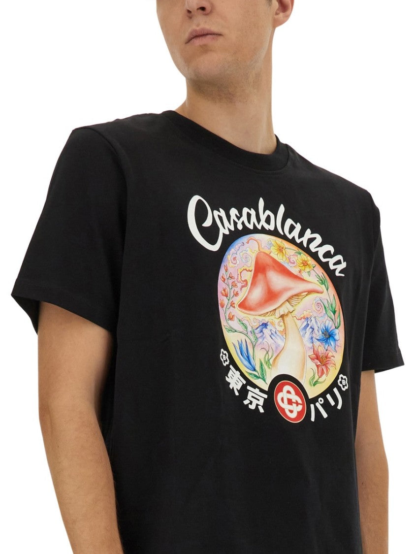 Casablanca Relaxed-Fit Black T-Shirt With Floral
