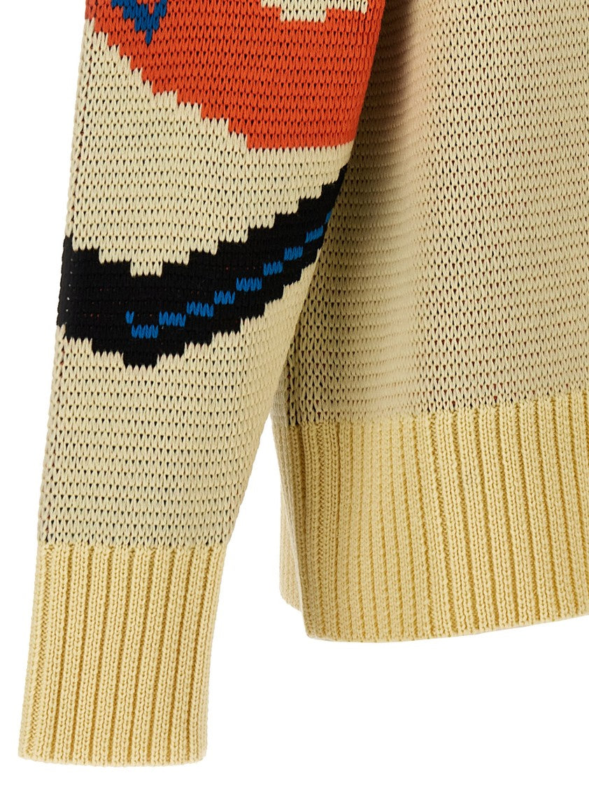 Bluemarble Jacquard Wool Sweater With High Neck And Textured Design