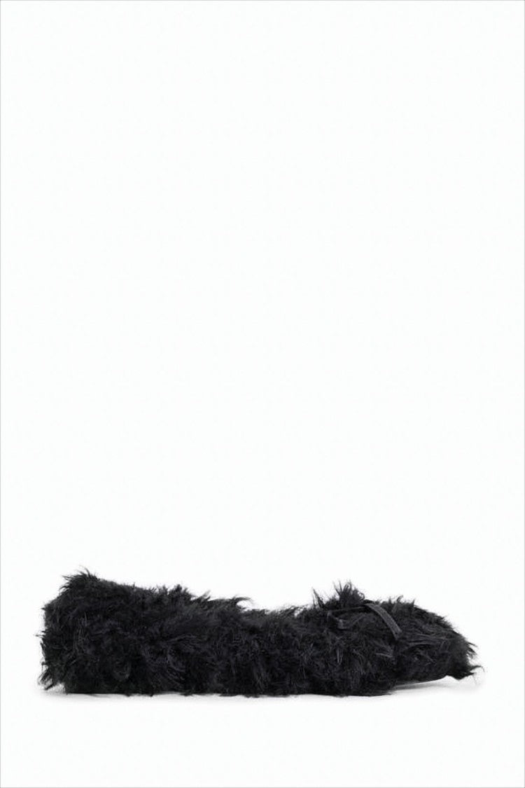 Balenciaga Faux Fur Flat Shoes With Bow Detail