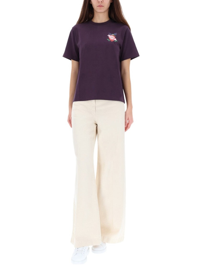 Casablanca Short-Sleeved Crew Neck T-Shirt With Floral Print