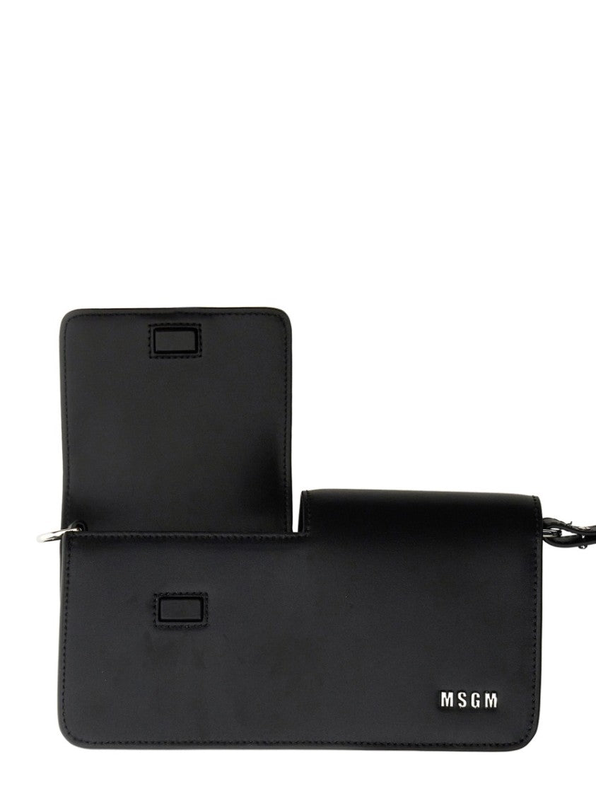 Msgm Baguette Bag With Double Flap And Logo
