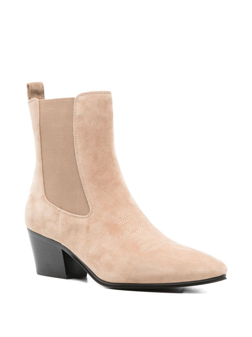 Twin-Set Pointed Toe Black Boots With Moderate Heel And Smooth Finish