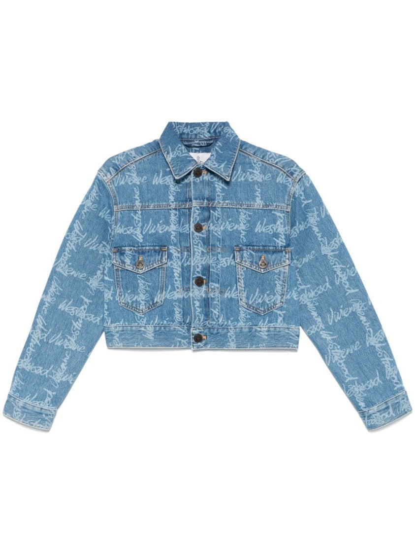 Vivienne Westwood Cropped Indigo Blue Jacket With Flap Pockets