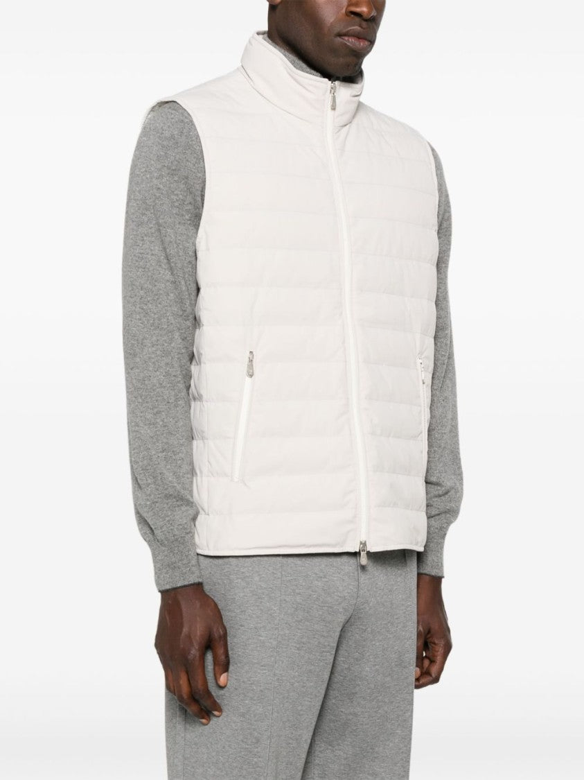 Brunello Cucinelli Quilted Sleeveless Vest With High Stand Collar And Minimalist Design
