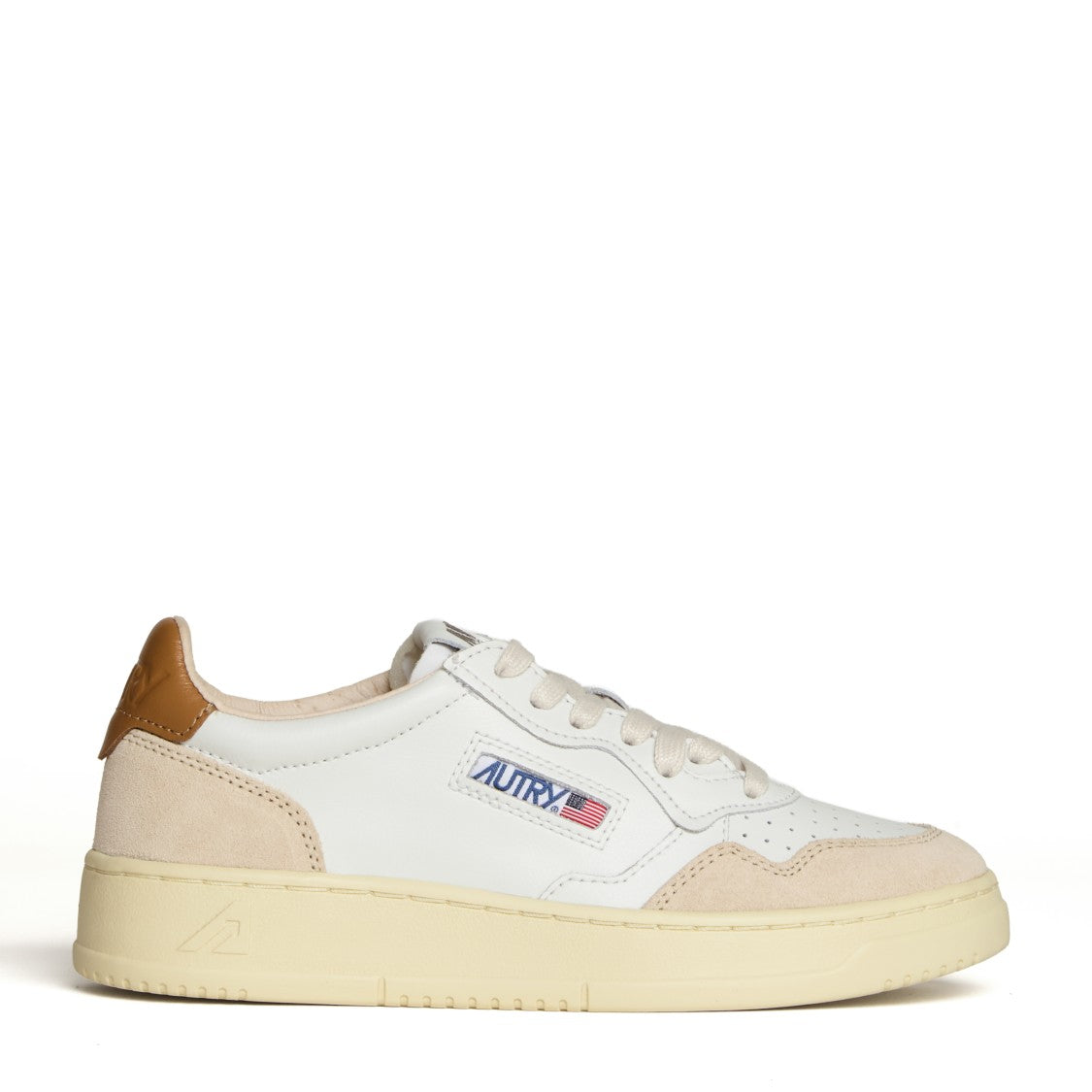 Autry Low-Top Sneakers In White Leather And Brown Suede