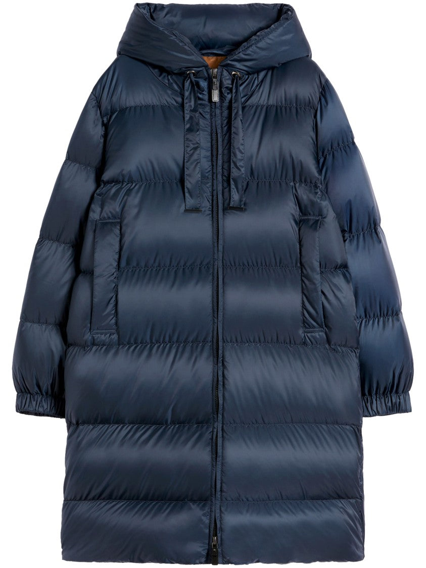 Max Mara Long Padded Down Coat With Horizontal Quilting