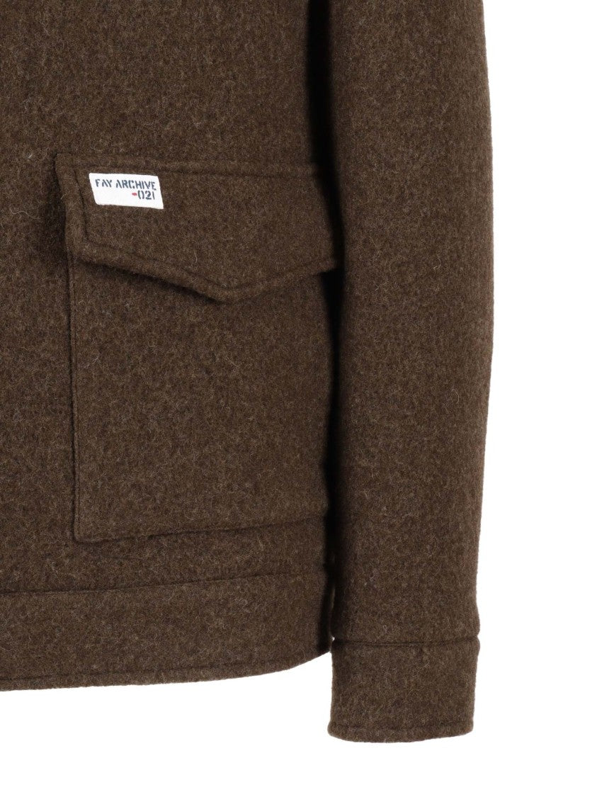 Fay Plush Textured Jacket With Classic Collar