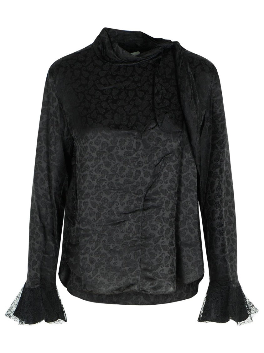 Isabel Marant Raphaella Blouse In Silk And Black Viscose