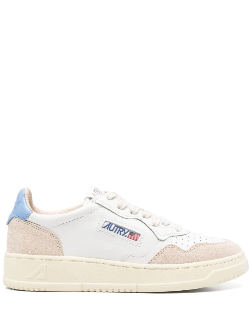 Autry Perforated White Sneakers With Lace-Up Fastening