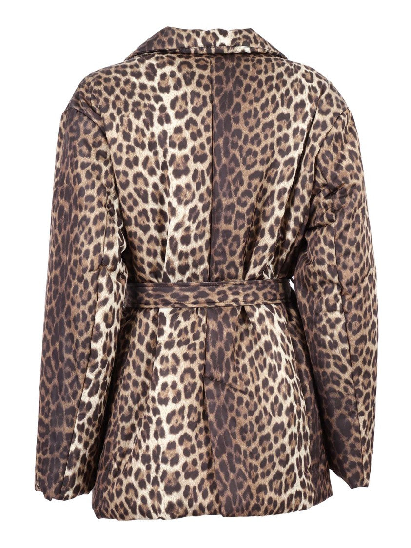 P.A.R.O.S.H. Leopard Print Double-Breasted Jacket With Belted Waist