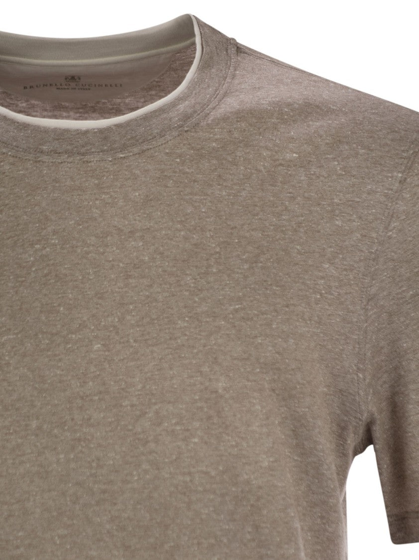 Brunello Cucinelli Crew-Neck T-Shirt In Linen