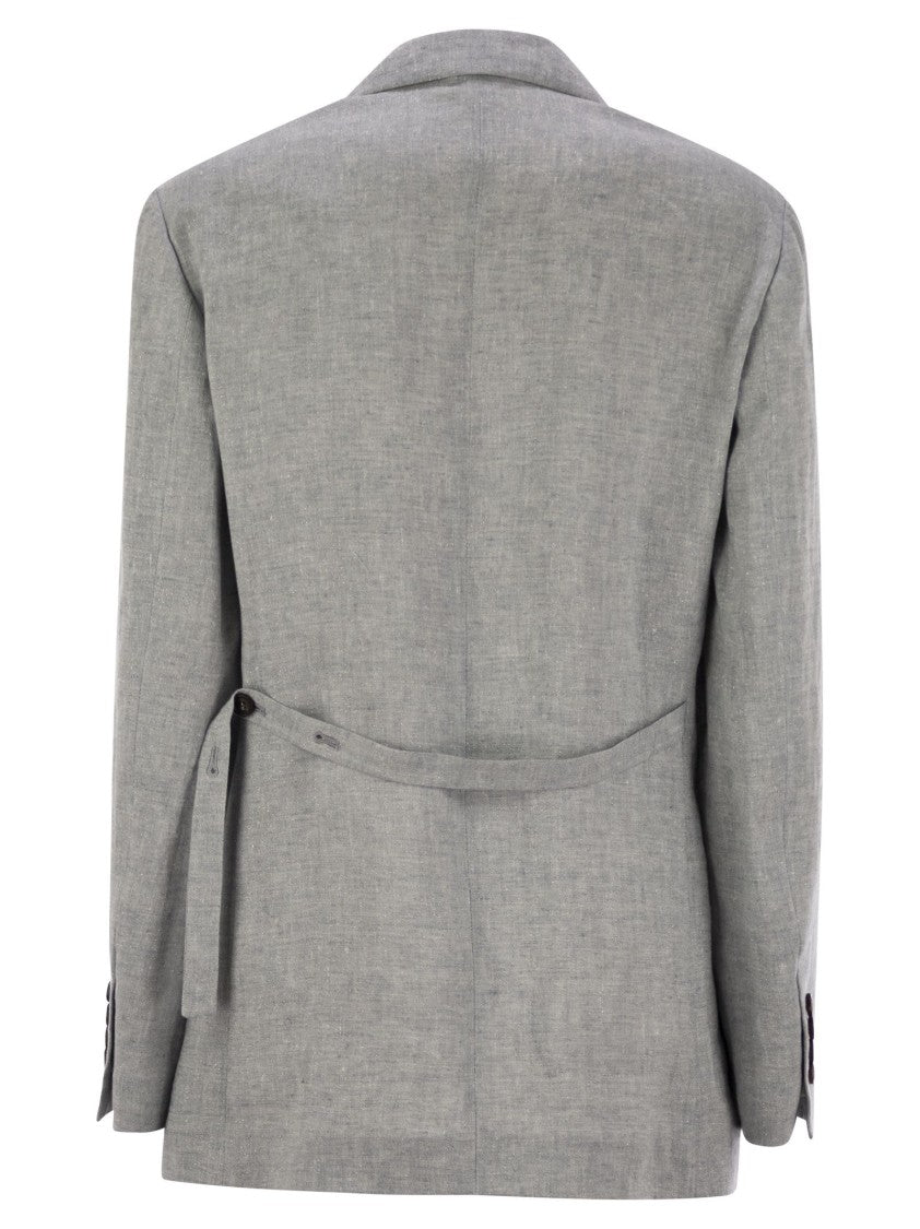 Brunello Cucinelli Sparkling Linen Canvas Jacket With Jewellery