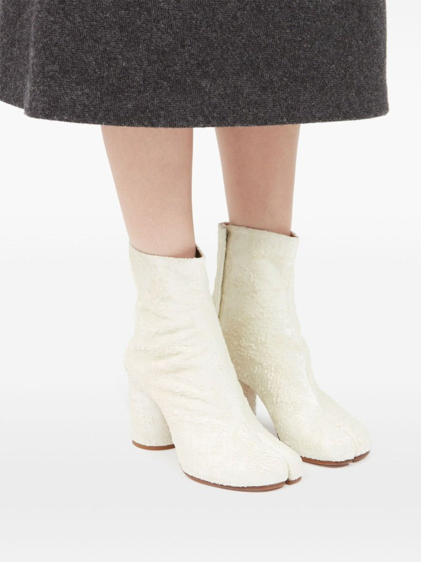 Maison Margiela Cylindrical-Heel Ankle Boots In Distressed Laser-Cut Suede