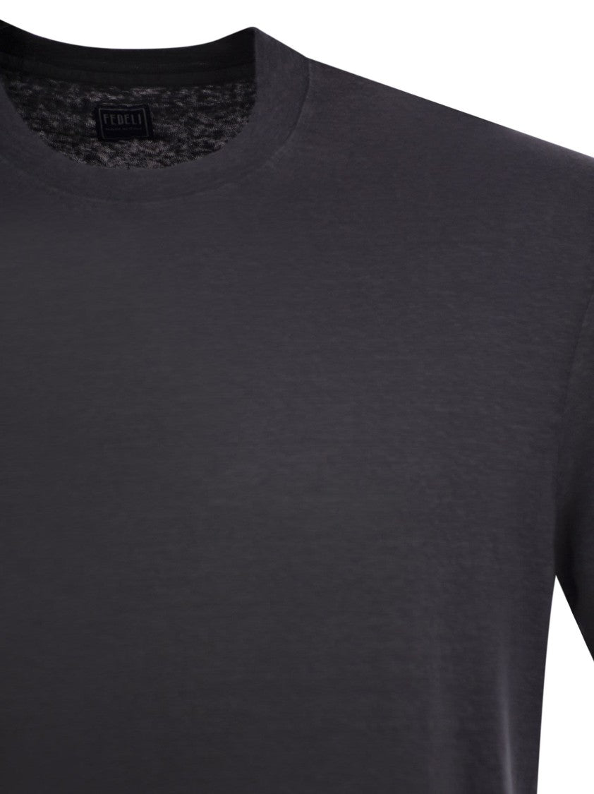 Fedeli Stretch Linen Short-Sleeved T-Shirt