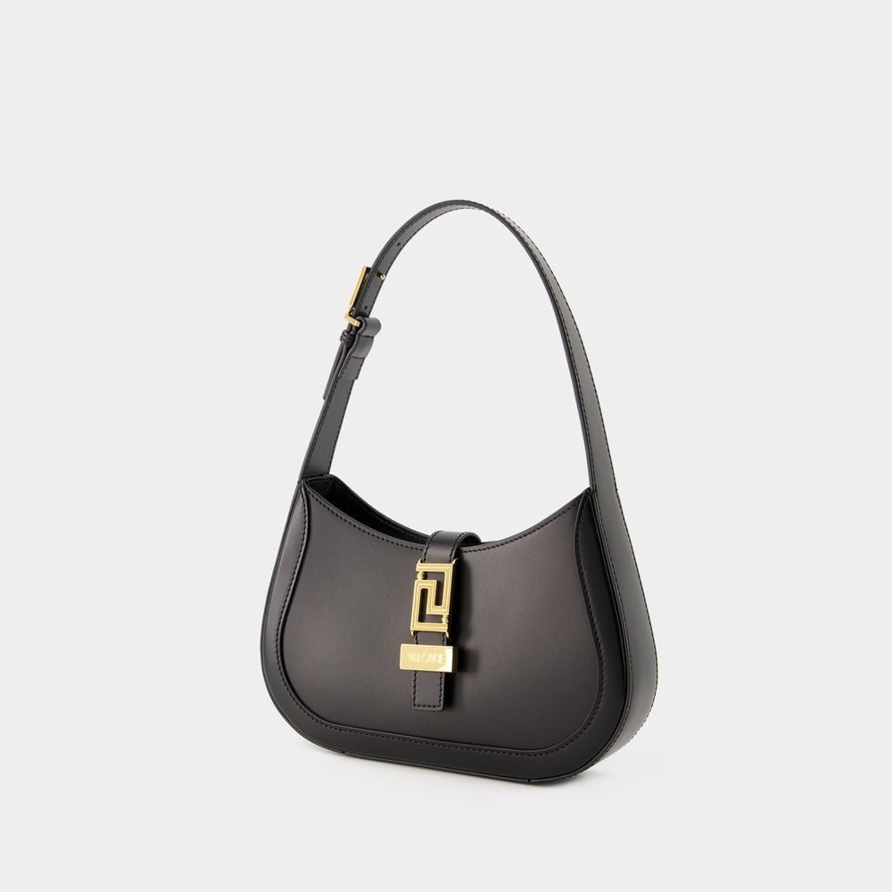 Versace Greca Goddess Small Hobo Bag - Leather - Black