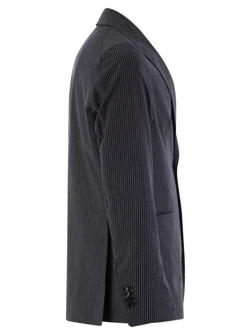 Tagliatore Two-Button Pinstripe Jacket With Revered Collar