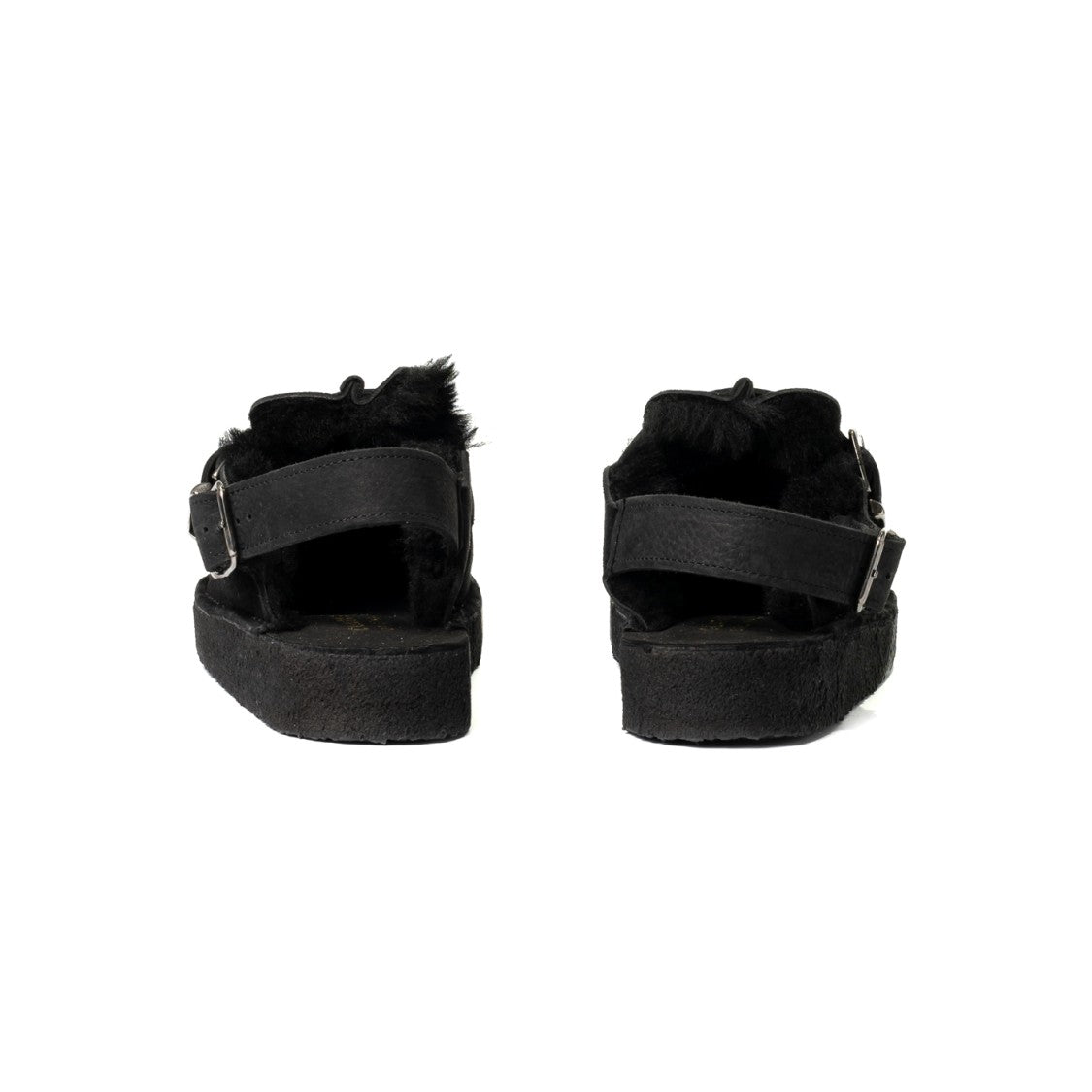 Clarks Pitch-Black Suede Mule With Faux-Shearling Lining