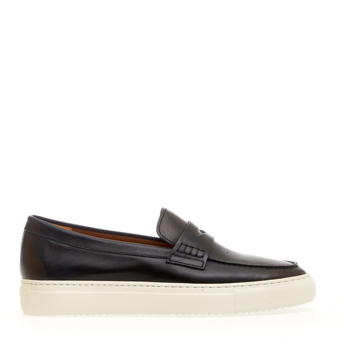 Doucal's Blue Leather Slipon On White Background